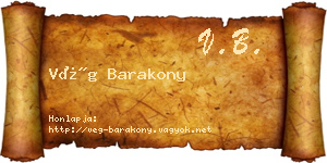 Vég Barakony névjegykártya